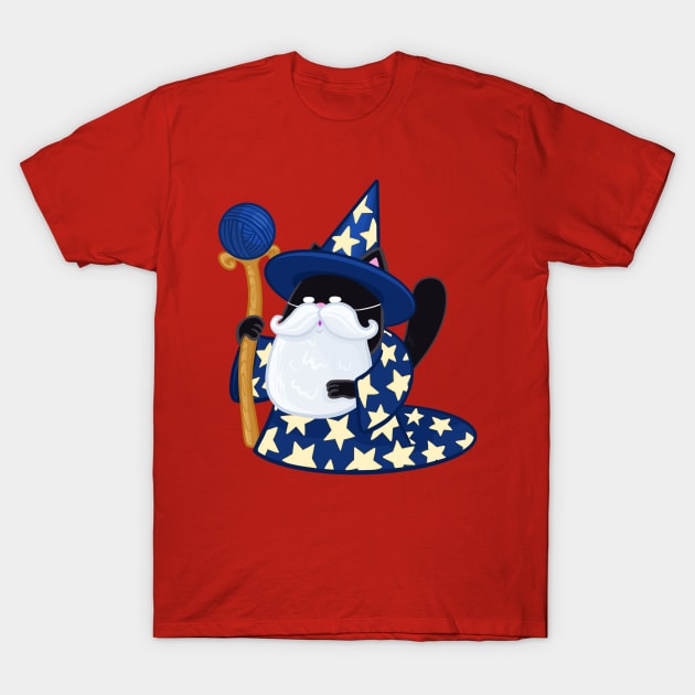 Wizard Cat T-Shirt by KPrimeArt